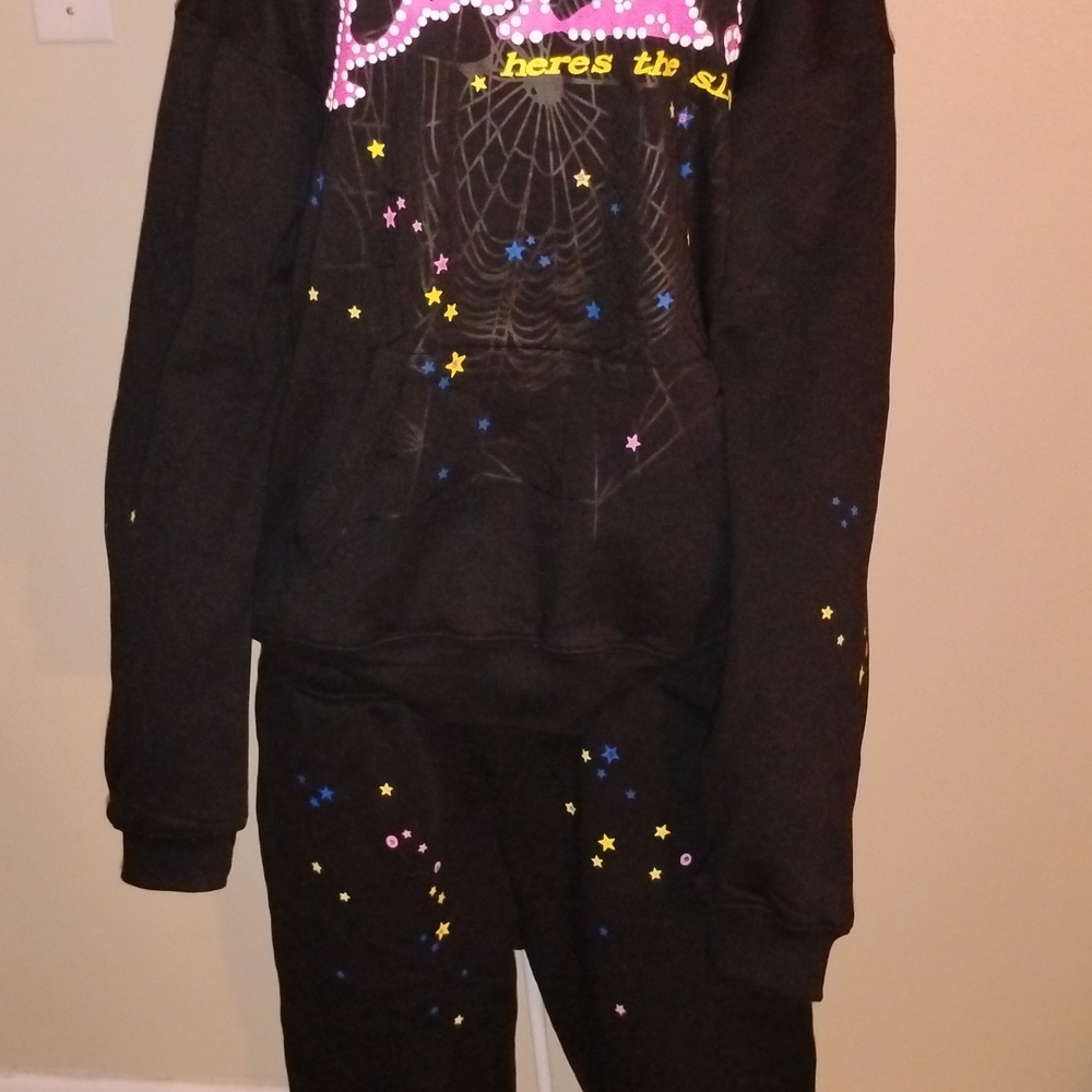 Black Hoodie with Pink Star Design